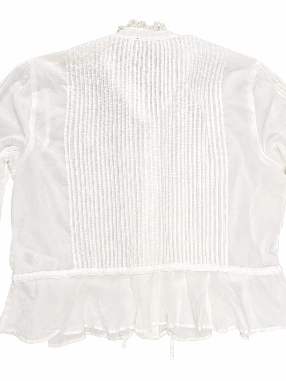 J.Crew Lace-Trim Cinched-Waist Cotton Voile Top White Size S